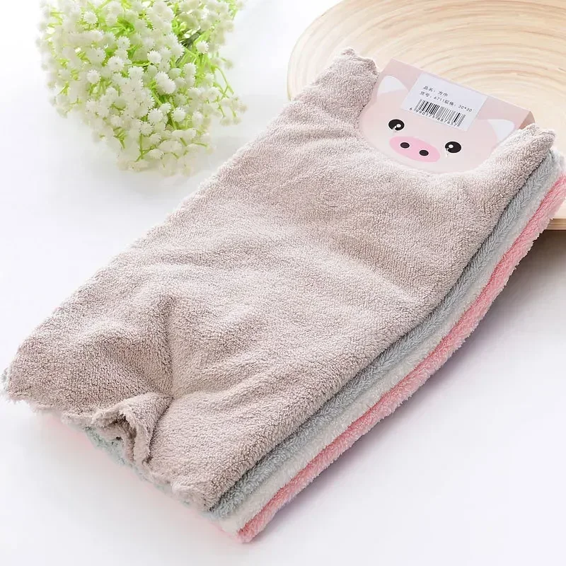 Coral Velvet Face Towel Microfiber Absorbent High-density Square Hand Towel Cleaning Wipes Quick Dry Clean Handkerchief Supplies face towel