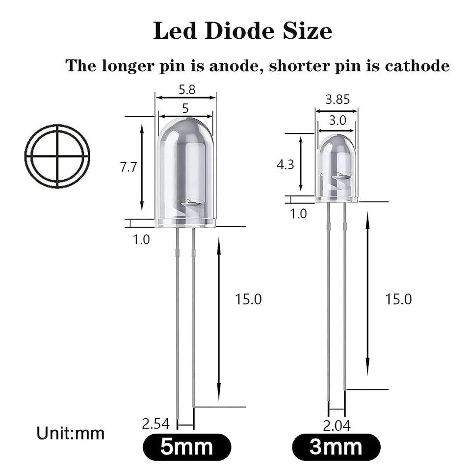 K Assorto Diodi LED F5 Da 5 Mm Bianco Verde Rosso Blu Giallo - Foto 7