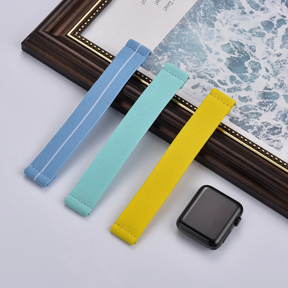 Pale Blue Premium Grade Nylon Hook and Loop Adhesive Watch Band Strap, Length 13cm