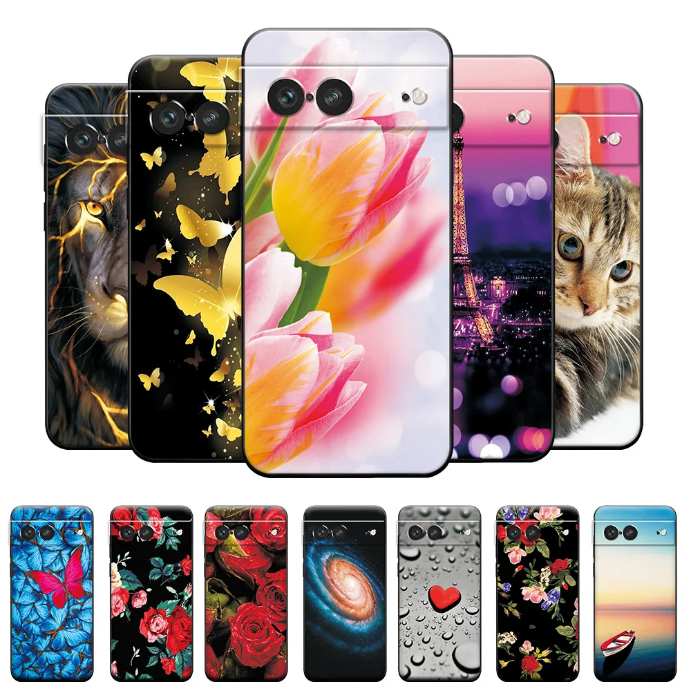 Per Google Pixel 7 Pro Custodia Cover Pixel 7 Flowers Custodia Morbida Nera Opaca Per Google Pixel7 Pixel 7 Paraurti Protettivo Per Telefono Fundas