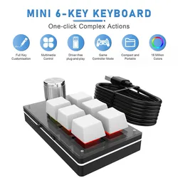 Enhanced Macro Gaming Mini Keyboard with 12 Programmable Keys and Dual Knobs (USB 6 Keys 1 Knob)