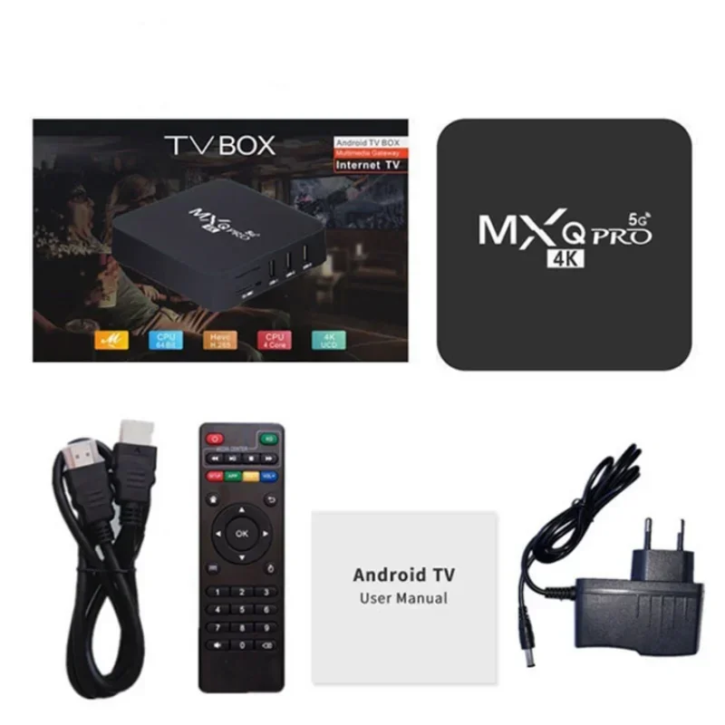 MXQpro 스마트 TV 박스, 안드로이드 10.1, 4K 유튜브 미디어 플레이어, TV 박스, 안드로이드 7.1, 4GB, 32GB, 리모컨 TV 셋톱 박스, RK3229, 64GB