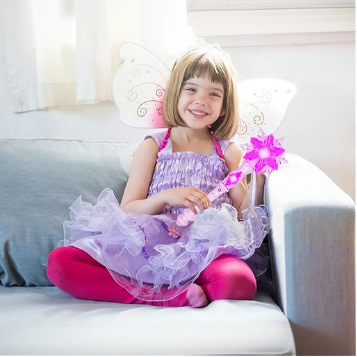 Light Up Frozen Snowflake Wand with Sound Magic Wand for Kids Girls Princess Birthday Party Christmas Gift