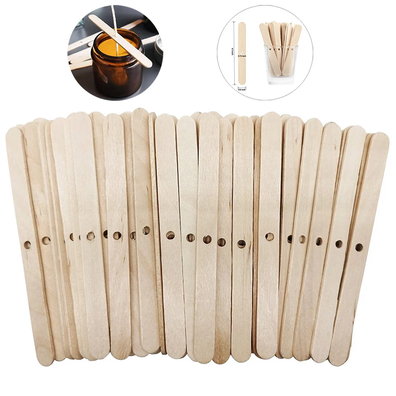 

50pcs Wooden Candle Wick Holders Candle Wick Centering Devices for Candle Making Candle Wick Bars Wick Clips for Canld Tool