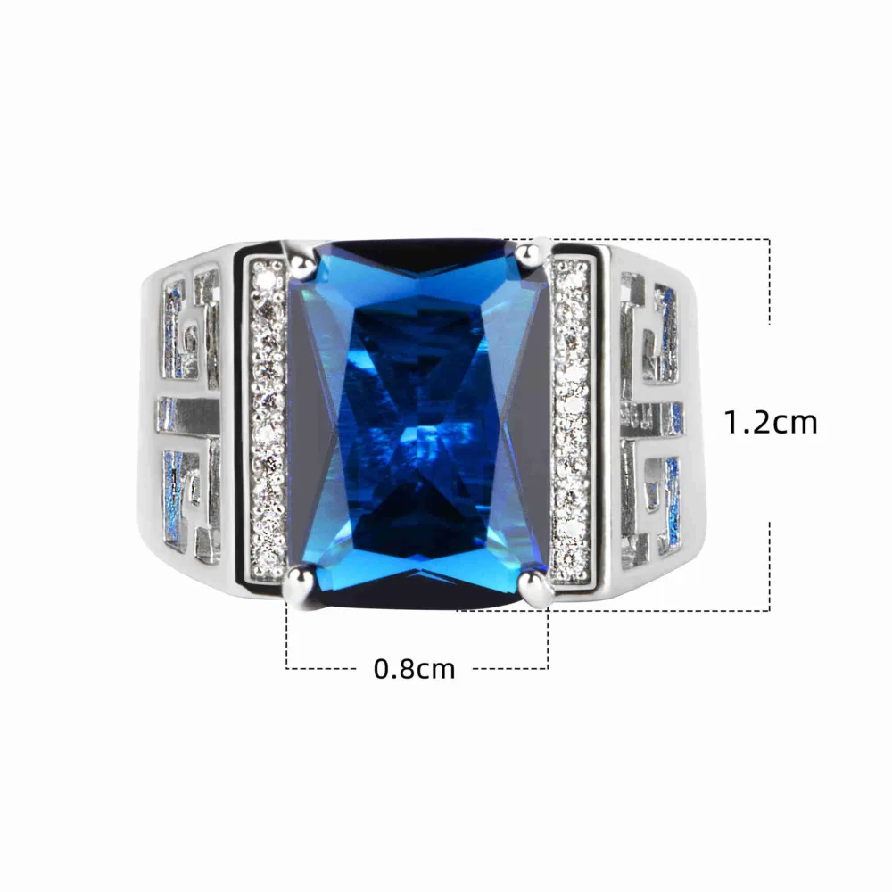 Cellacity Classic Silver 925 Jewelry Rings Man Rectangle Shape Sapphire Gemstones Open Adjust Size Fine Jewelry Gifts silver rings silver ring gemstone ring