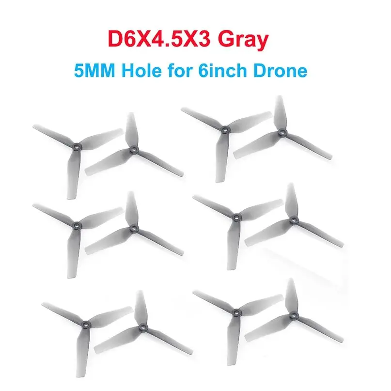 HQProp 6-дюймовый 3-лопастной трехлопастной пропеллер для ПК D6X4.5X3 CW CCW Отверстие вала 5 мм для 6-дюймового гоночного дрона FPV