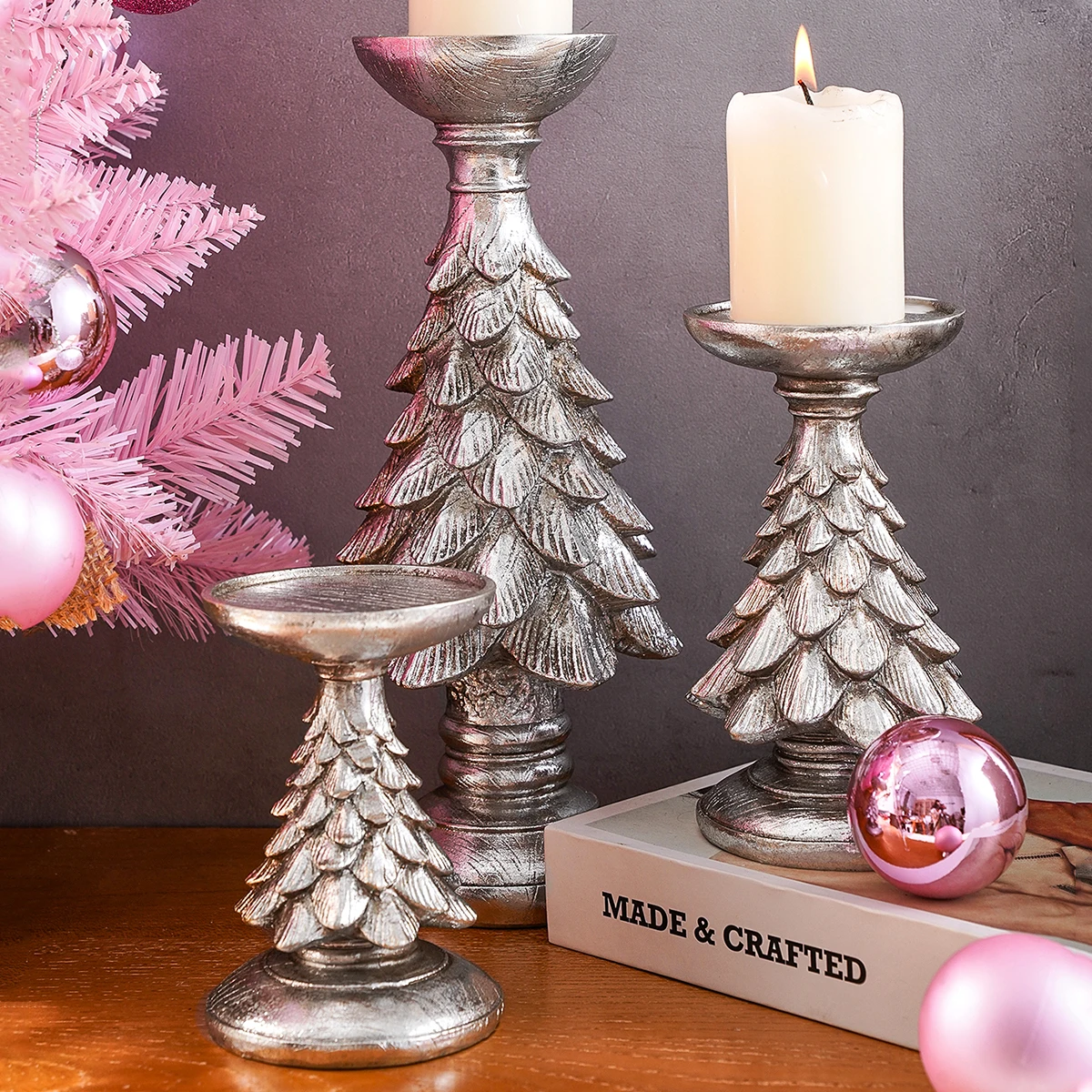 1PC, resin material Christmas home decoration for Christmas tree candlestick decoration