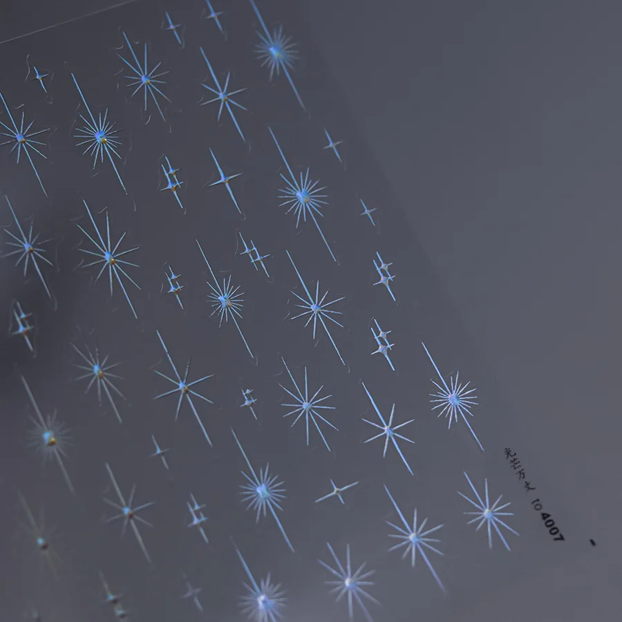 1Pcs 5D 릴리프 반짝이 별빛 스파클 라인스톤 네일 아트 스티커 골드 실버 레이저 핑크 다채로운 네일 아트 매니큐어 데칼 *