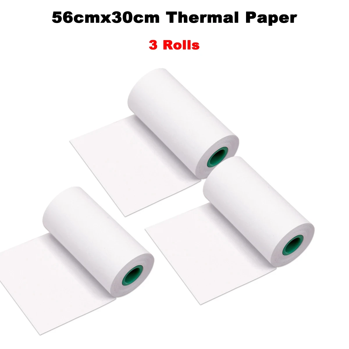 

3 Rolls Long-Lasting Adhesive Sticker Labels Thermal Paper Roll 56*30mm BPA-Free Black Font for Peripage A6/A8/P6 Paperang P1/P2