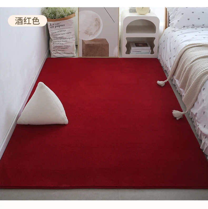 

GG0530 Instagram Carpet Bedroom Short Hair Bedside Blanket Solid Color Whole Bed Room Thickened Floor Mat Can be Trimmed