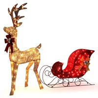 3-Piece Large Lighted Christmas Deer Family Set Pre-lit for Indoor Outdoor Front Yard Porch Holiday Decoration with 210 Warm