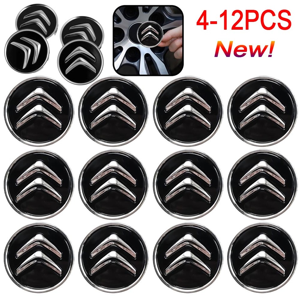 4-12PCS Wheel Centre Hub Caps Alloy 60MM Black Wheel Center Hub Cap Cover For Citroen C1 C3 C4 DS3 Most Models Decoration