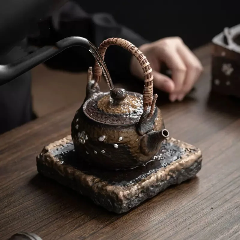 Tea Tray with Heart Sutra, Tea Board, Ceramic Pot, Teaware, Teaware, Teaware, Dry Brewing Table, Water Storage Type, Chinese Ret