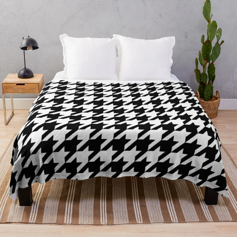 

Black and White Houndstooth Throw Blanket blankets for bed textile for winter home blanket for travel light Throw Blanket