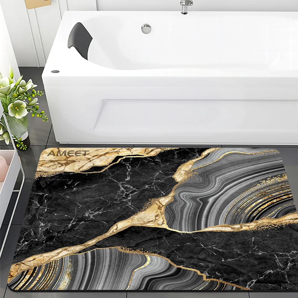 Super Water Absorbent Floor Bath Mat Toilet Shower Quick Dry Rubber Door Mat Nordic Non-slip Diatomaceous Small Bathroom Carpet, floor mat