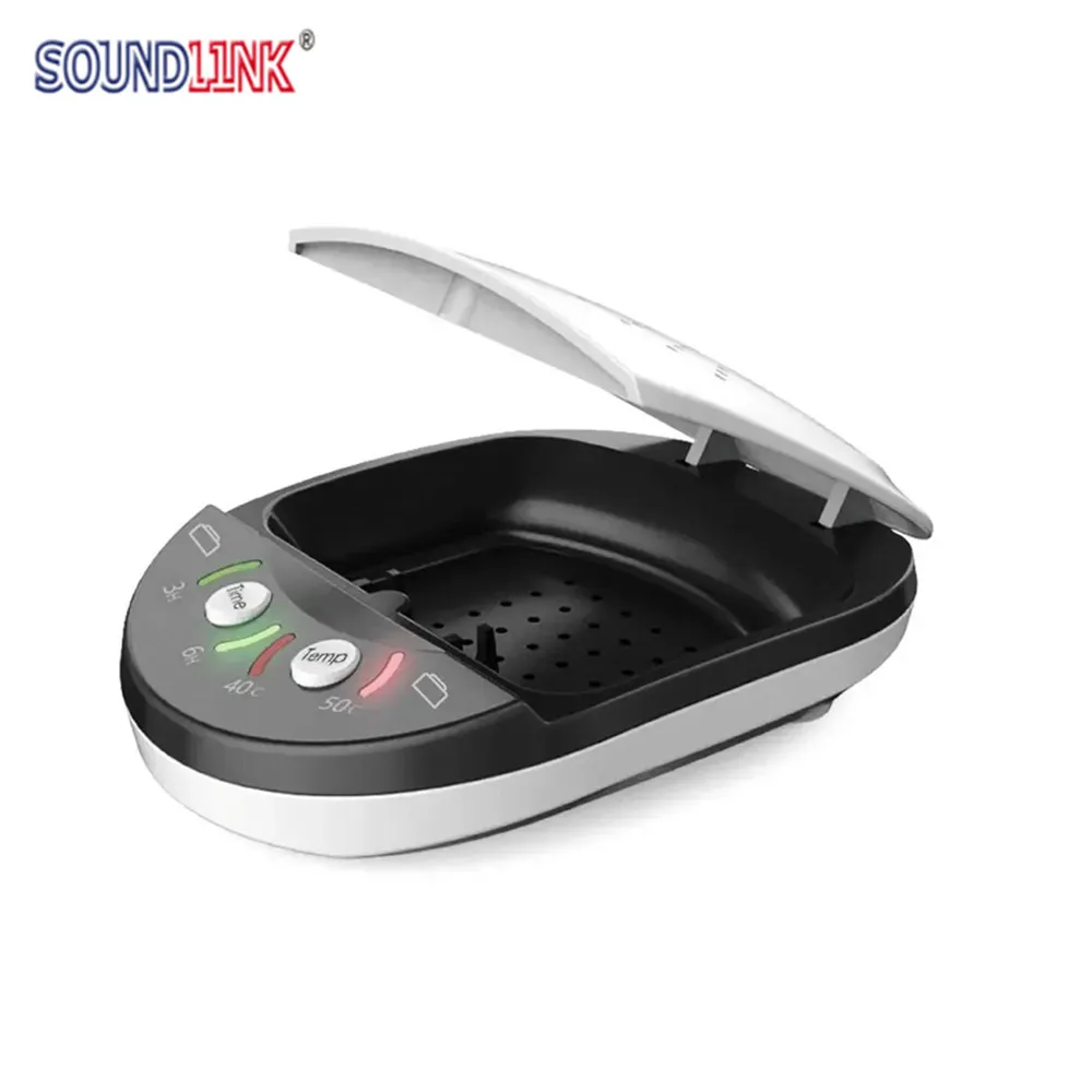 Hearing aid dehumidifier with 3/6 hour timer