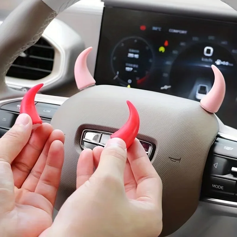 Car Mini Steering Wheel Decorative Sticker Dashboard Vehicle Air Vent Ornament 2pcs