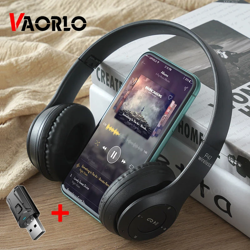 Casque de jeu sans fil P47, Bluetooth, stéréo, musique, écouteurs,  portable, pliable, casque avec micro, adaptateur USB, prise en charge FM,  carte TF