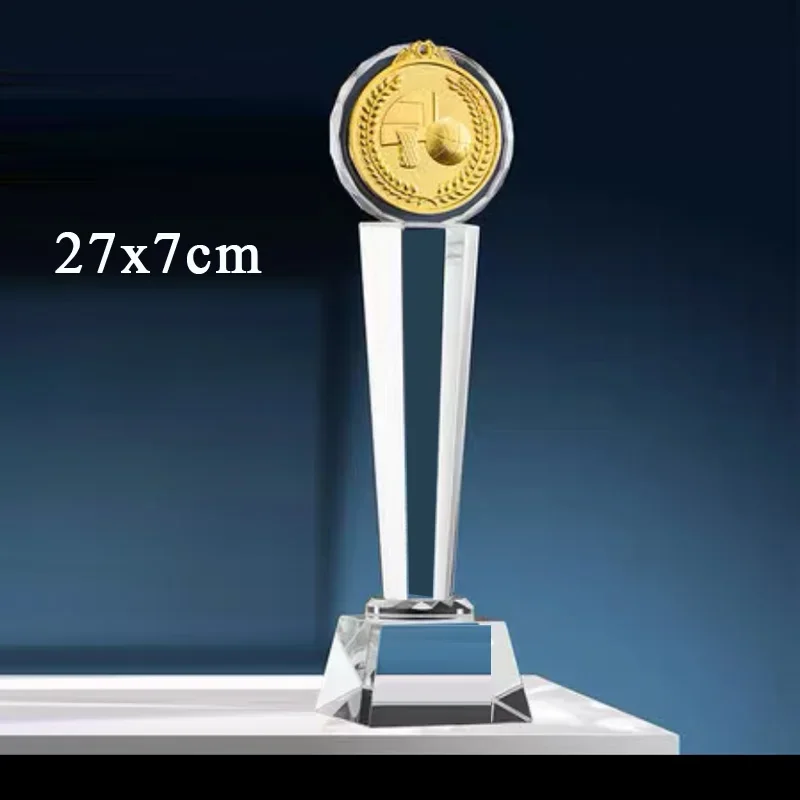 Customized Creative Crystal Trophy, High-End Sports Rewards, Metal Resin Crafts, School Competition Award Gifts, Home Decor, 1Pc