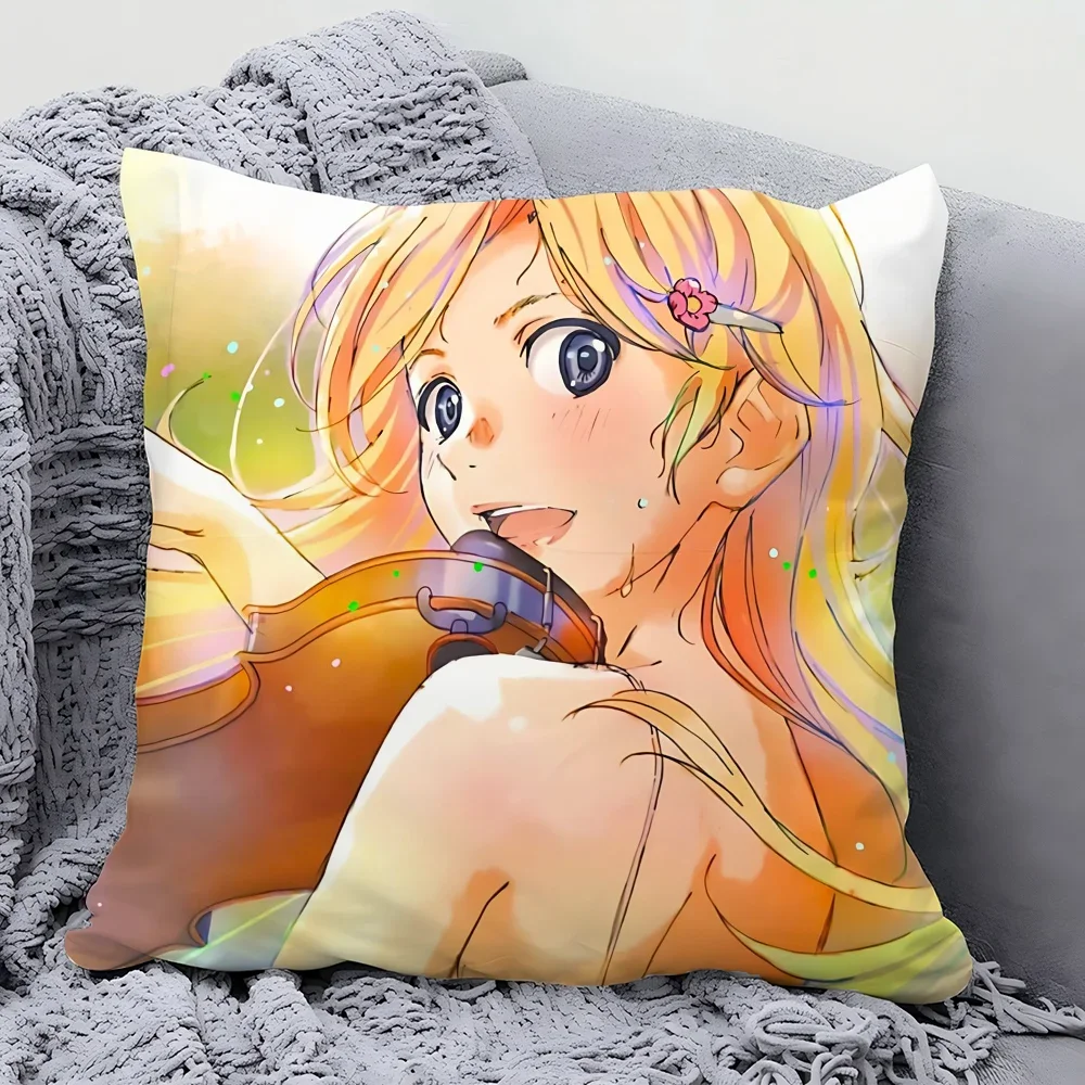 1pc Kawori Miyazono Animation Your Lie In April Pillow Case Square Pillow Bedroom Sofa LeisureCarLivingRoomHome Decoration 40X40 5