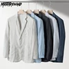 British Style New 100% Linen Blazer Hombre Daily Casual Blazer Loose Solid Single Layer Suit Jackets for Men Simple Ropa Hombre 1