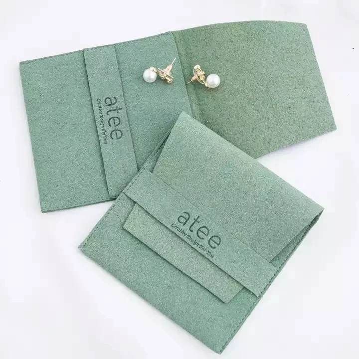 

100PCS Fast Shipping Custom printed Various size color Jewelry Pouch Bag Brown Suede Microfiber Jewelry Pouches