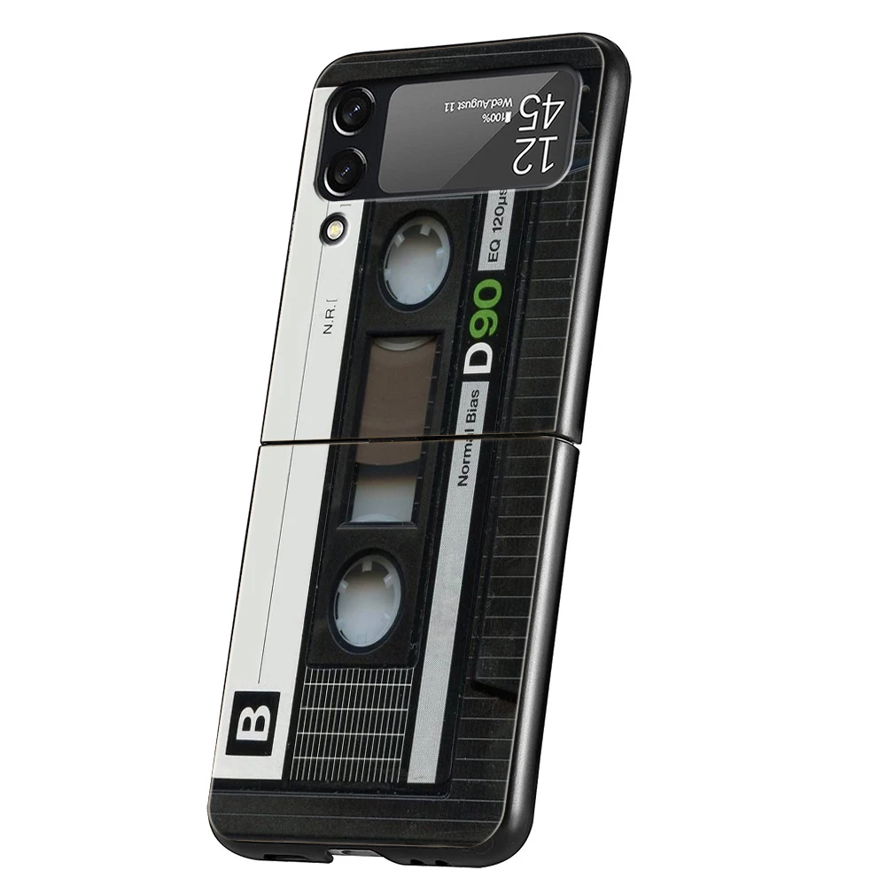 Vintage Cassette Tape Retro Style Foldable Phone Cover - Black Hard PC Shell