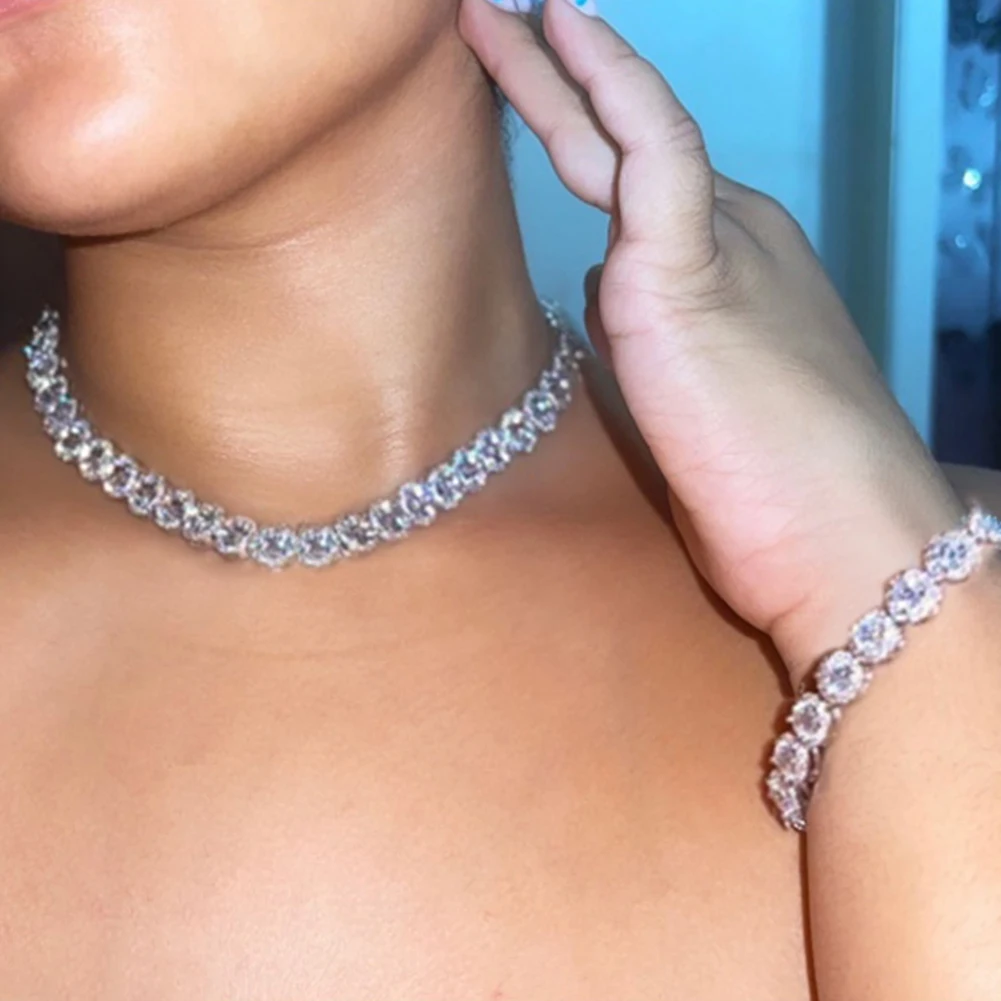 クリスタルストーン ネックレス　テニスチェーンネックレス DIAMOND LINK NECKLACE(1ZN1146)K18 ネックレス｜スター