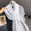 New Fashion Spring/Summer Women Solid Color Headband Beach Chiffon Scarf Shawls Female Long Wraps Panama Beach Sunscreen Hijab 1
