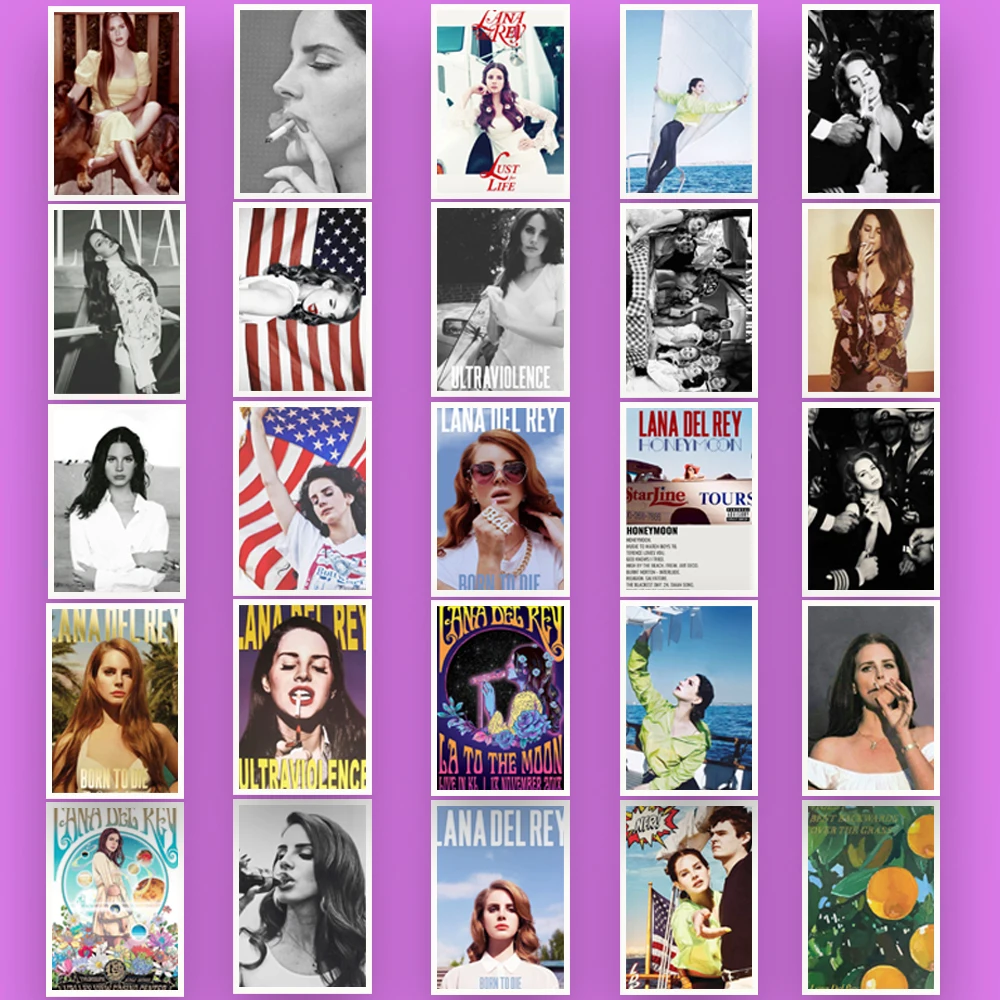 Lana Del Rey Posters Sticker Laptop Waterproof Skateboard Cafe Vintage Fridge Decals 25PCS