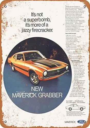 

Metal Sign - 1970 Ford Maverick Grabber - Vintage Look Wall Decor for Cafe beer Bar Decoration Crafts