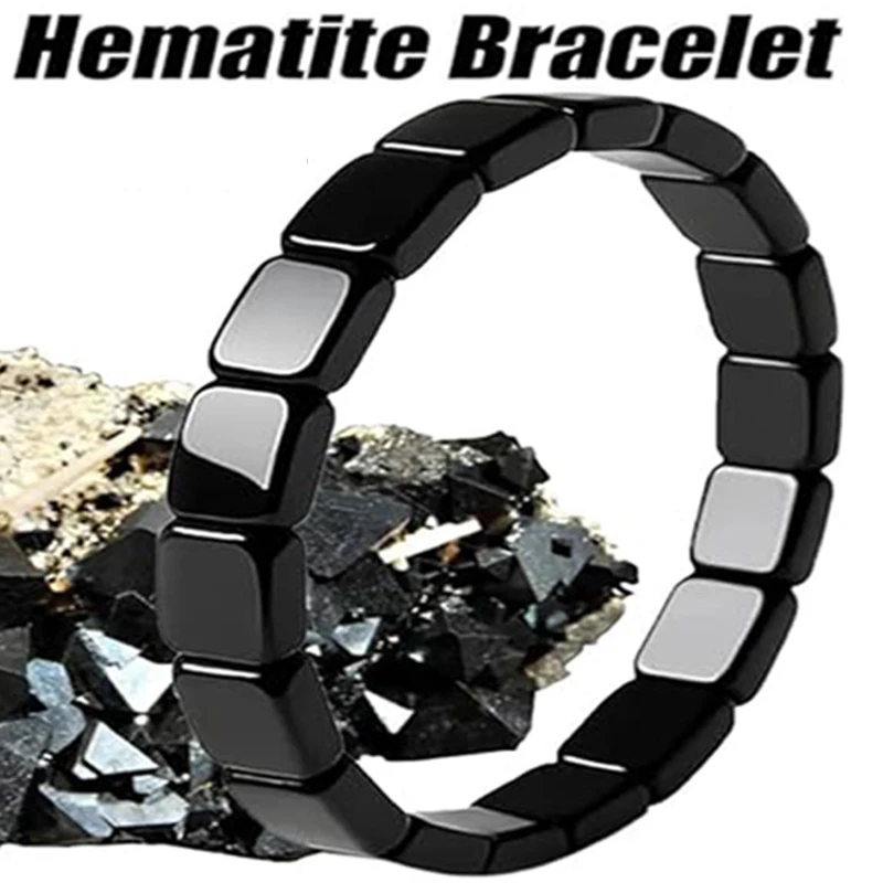 Schwarzes natürliches Hämatit-Armband für Männer, Reclaim-Schmuck, Handgelenk-Hämatit-Stein, Perlen-Heilarmband, Randvertrauen für Männer