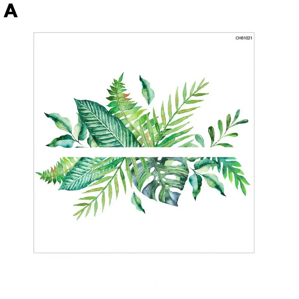 Toilet Lid Sticker Decorative Toilet Decal Removable Waterproof Fern Leaf Sticker Green Plant Bathroom Decal for Room