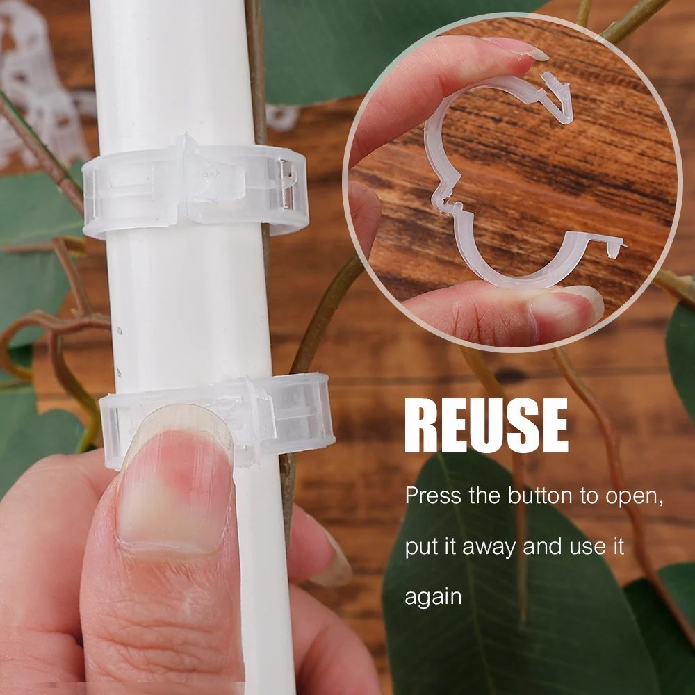 Plastic plant clips plastic plant supports plant clips plant support connector 50/100pcs Plastic Plant Clips Supports Connects Reusable Protection Grafting Fixing Plant Vegetable Tomato Tools Garden Supplies