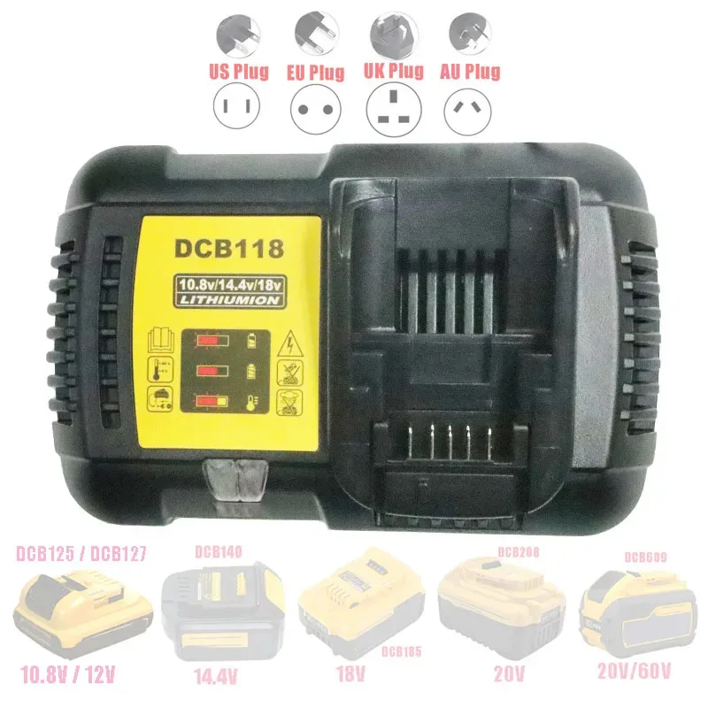 DeWalt용 리튬 이온 배터리 충전기, 충전 4.5A, DCB118, 10.8V, 12V, 14.4V, 18V, 20V, 60V, DCB101, DCB200, DCB140, DCB105, DCB112, DC