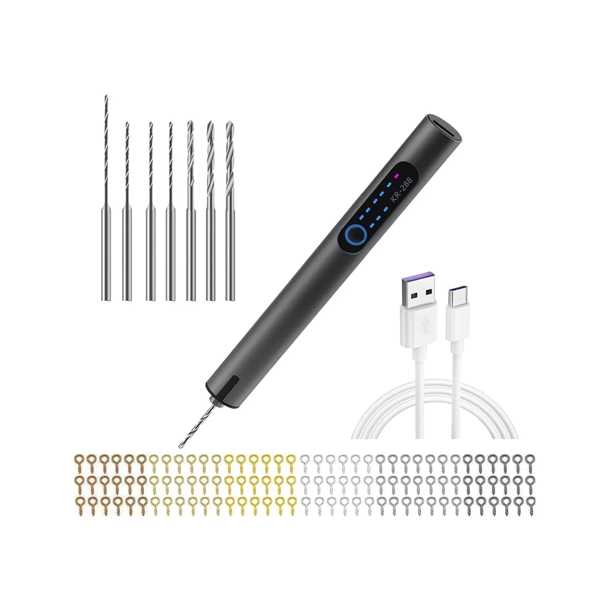 Craft Resin Drill Pin Vise,Electric Hand Drill Integrated LED-Light,with Drill Bits Set,Eye Screws,for Resin Arts CraftB 30x40cm 5d diy diamond painting butterfly art full drill kits for home round resin drill decor