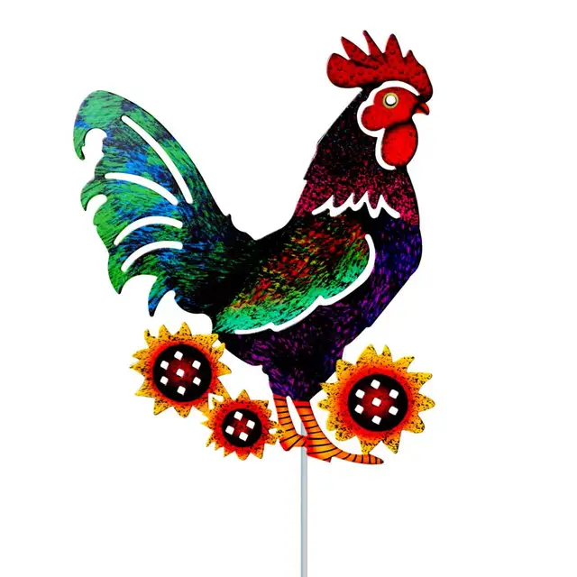 Kakas Szobrászat Reális Állandó Állati Kerti Dekoráció Rozsdamentes Terasz Hátsó Udvar Faragott Vas Csirke Gyep Dísz - Image 4