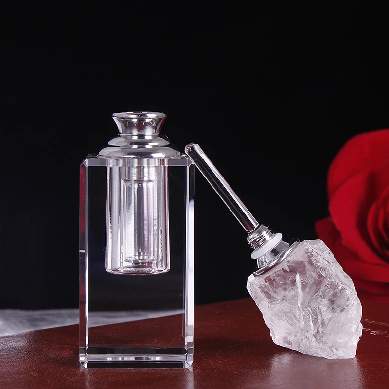 Natural White Transparent Quartz Cryolite Perfume Bottles Essential Oil Decoration Bottle Creative Birthday Gifts Home Decor