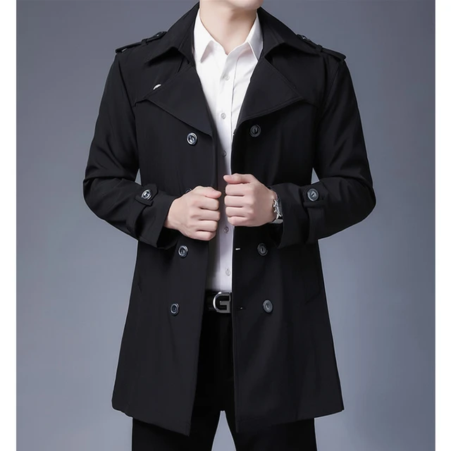 Men Overcoat Vintage Long Trench Coat Men New Jacket Coats Mens Business  Black Casual Long Solid Windbreak Coat Autumn Outwear - Trench - AliExpress