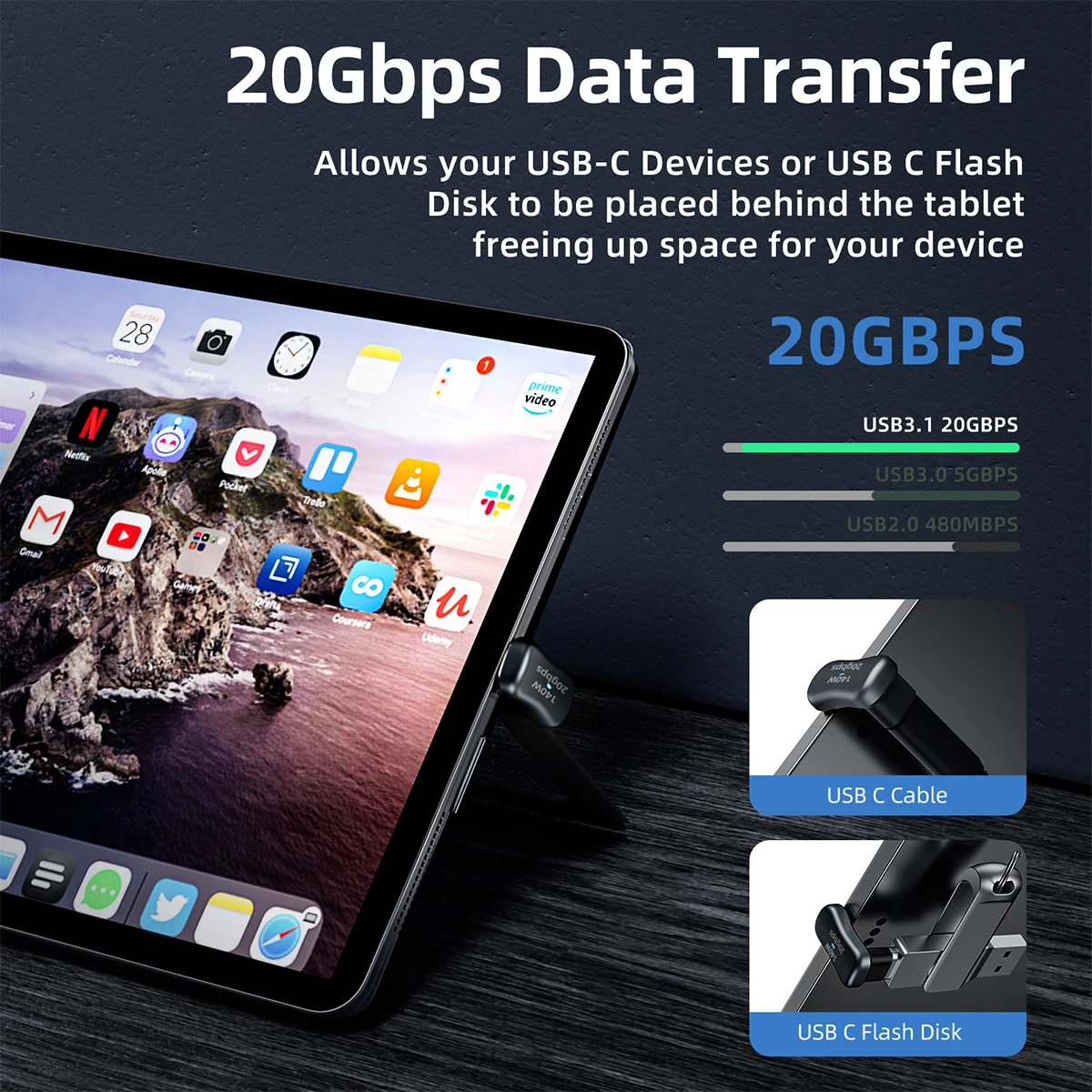 USB C 어댑터 180도 U자형 USB C 3.1 암-수 엘보우 어댑터 각도형 OTG 어댑터 맥북 스위치 호환