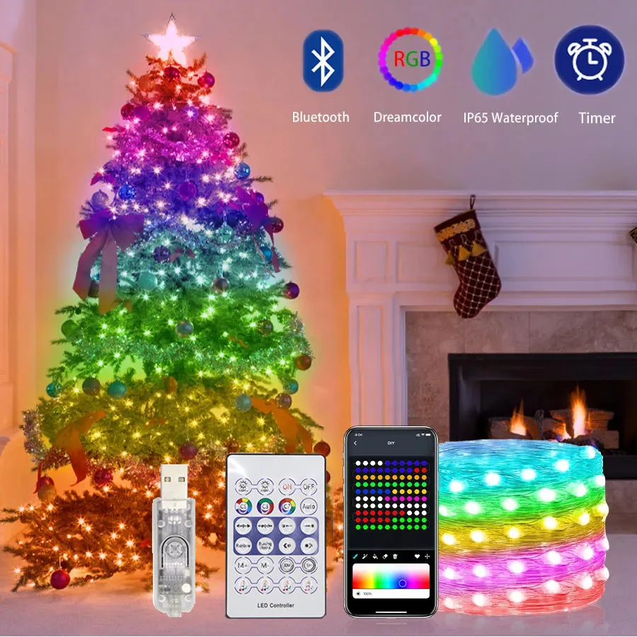 RGBIC Smart APP Fairy Lights 40M 400 LED Plug in Smart Christmas String  Lights with Remote USB Bluetooth APP DIY Twinkle Light - AliExpress