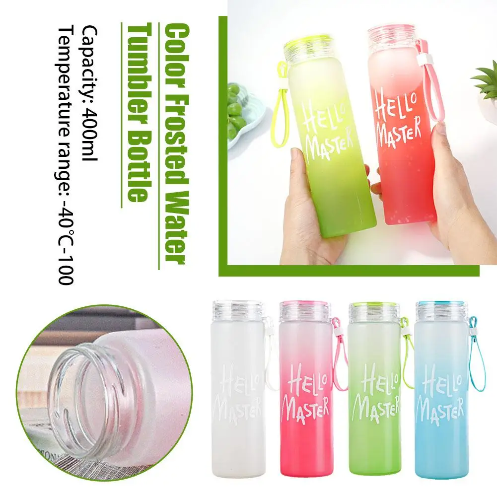 

400ml Sports Water Bottle Straight Tumbler Water Bottle Color Frosted Gradient Beverage Cup Iced Mugs Glasses B2O6