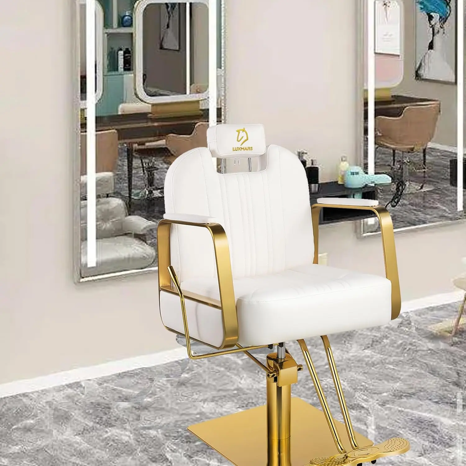 Barber Chair Salon Chair Hydraulic Styling All Purpose Beauty Spa Salon Equipment, Max Load Weight 440 Lbs White