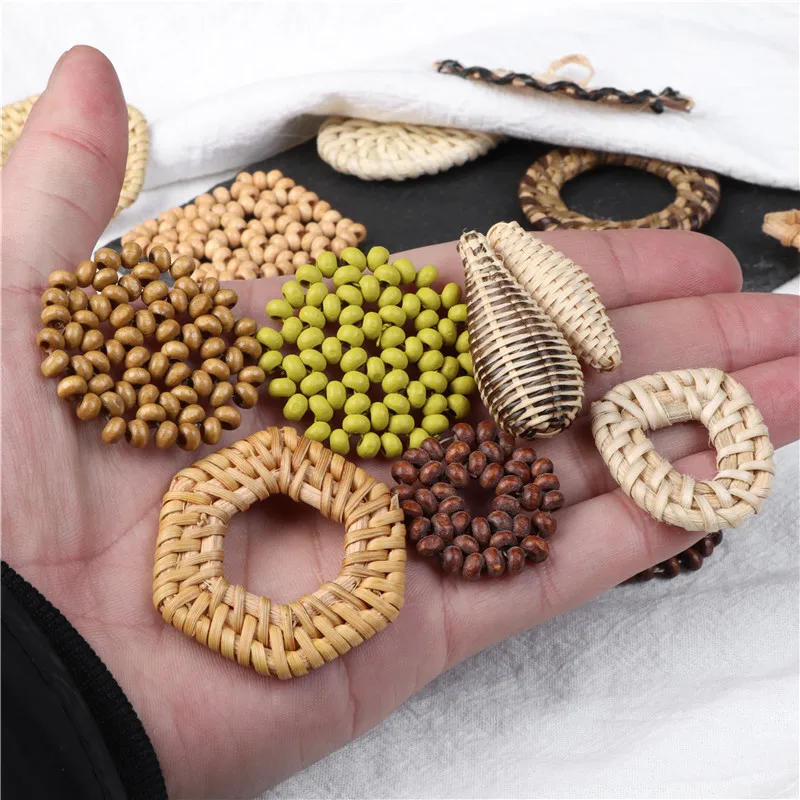 2 5 Pieces Vintage Weave Pendant Beads Wooden Earrings Bead Bodhi Lotus For Hanemade DIY Necklaces Pendants |
