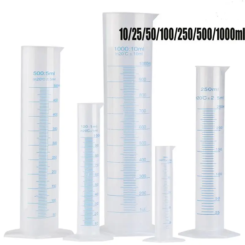 Plastic Measuring Cylinder 4Pcs Cylinder Measuring Graduated Plastic 100Ml 50Ml Test Tube Set 10Ml Lab Cup Science Transparent Ml Beakers