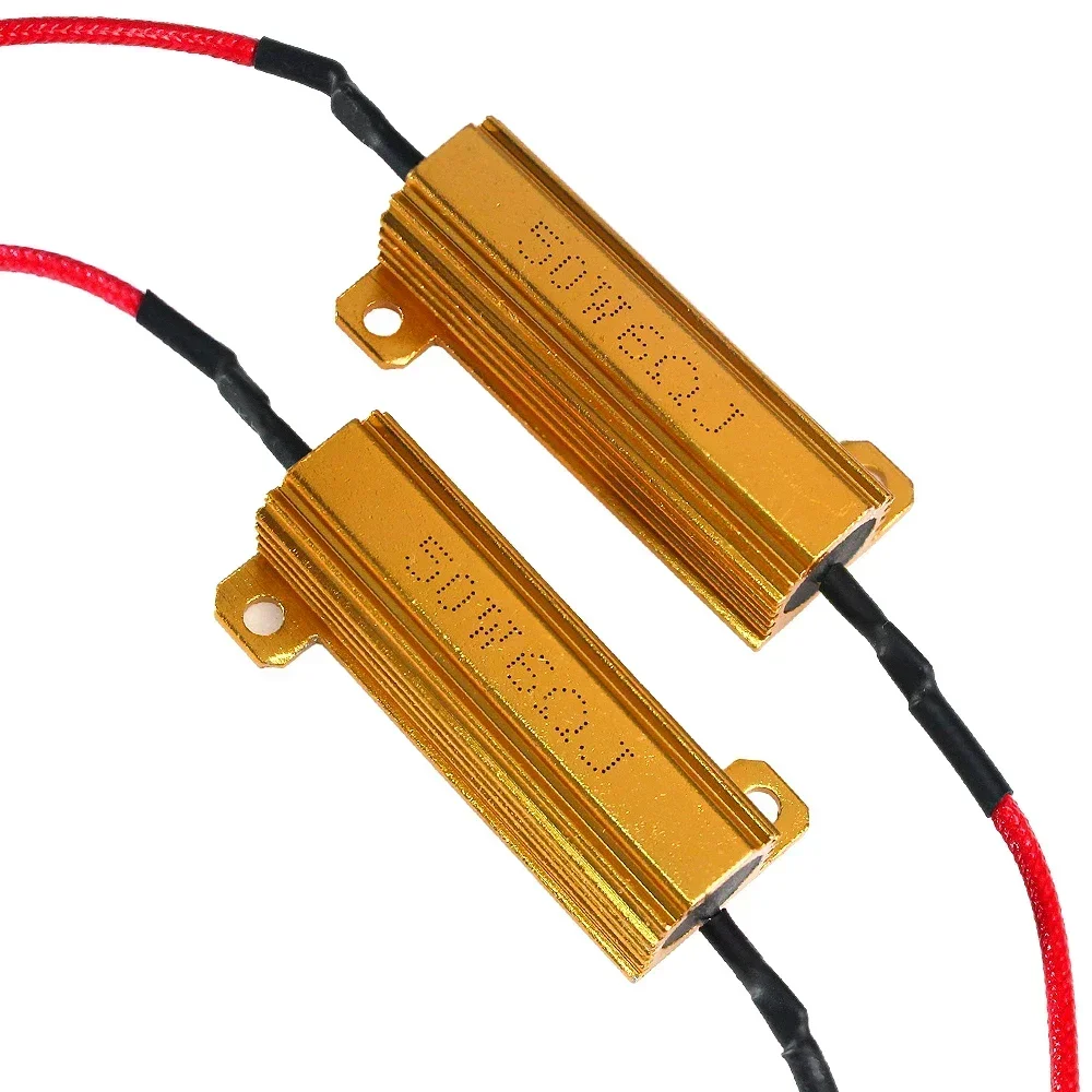 2/4Set 25W 50W Load Resistor 6ohm 8ohm 10ohm LED Bulb Reverse Light Turn Signal Fog Lam 25w 50w Wirewound Aluminum Resistor
