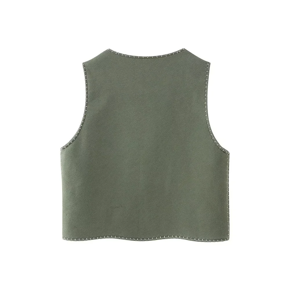 Autumn and Winter New Women's Casual Versatile Casual Shoulder Vest with Loose Embroidered Tank Top_voghion.com