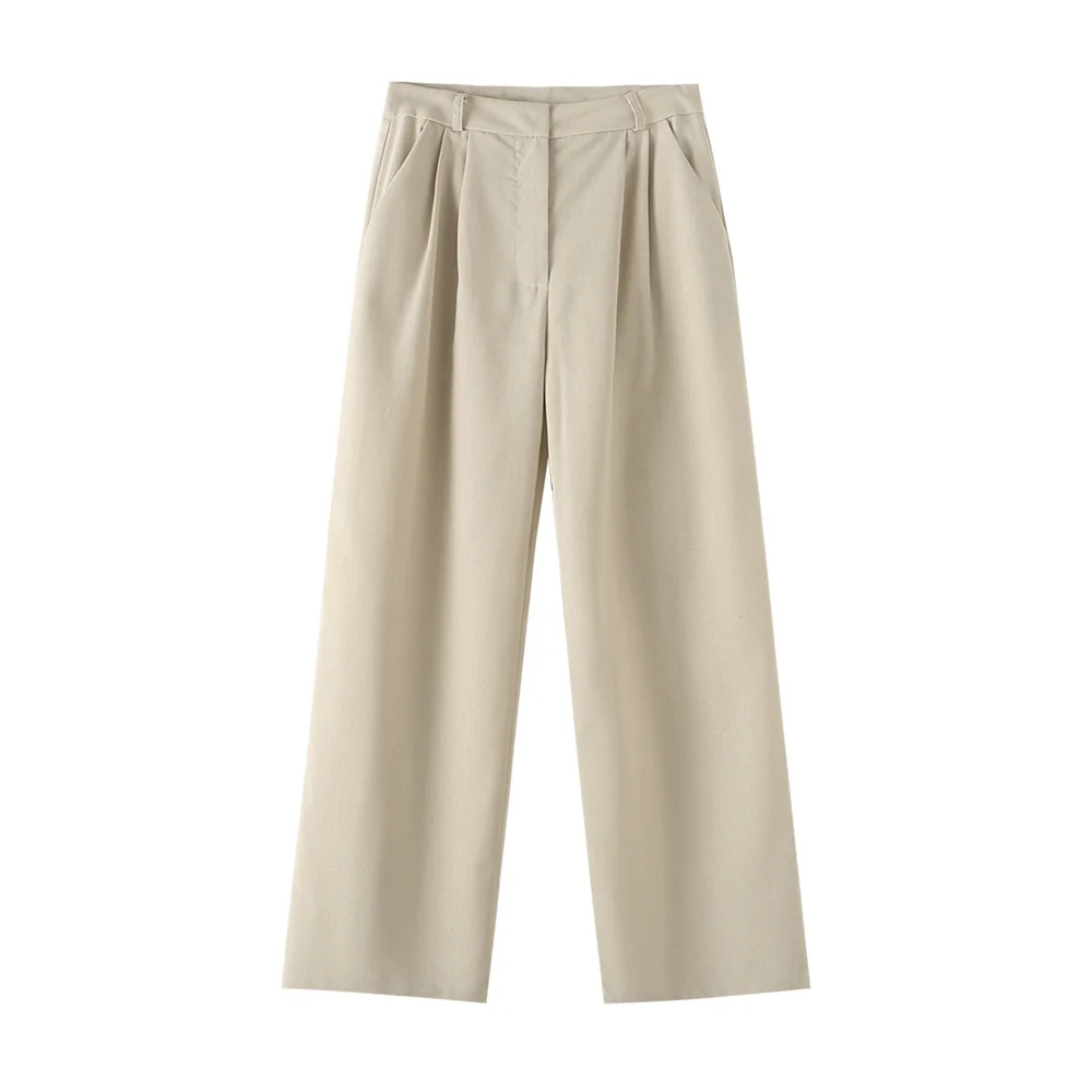 BM&MD&ZA 2024 early autumn women's new commuting versatile slim sleeveless cotton and linen vest mid-waist trousers suit 5