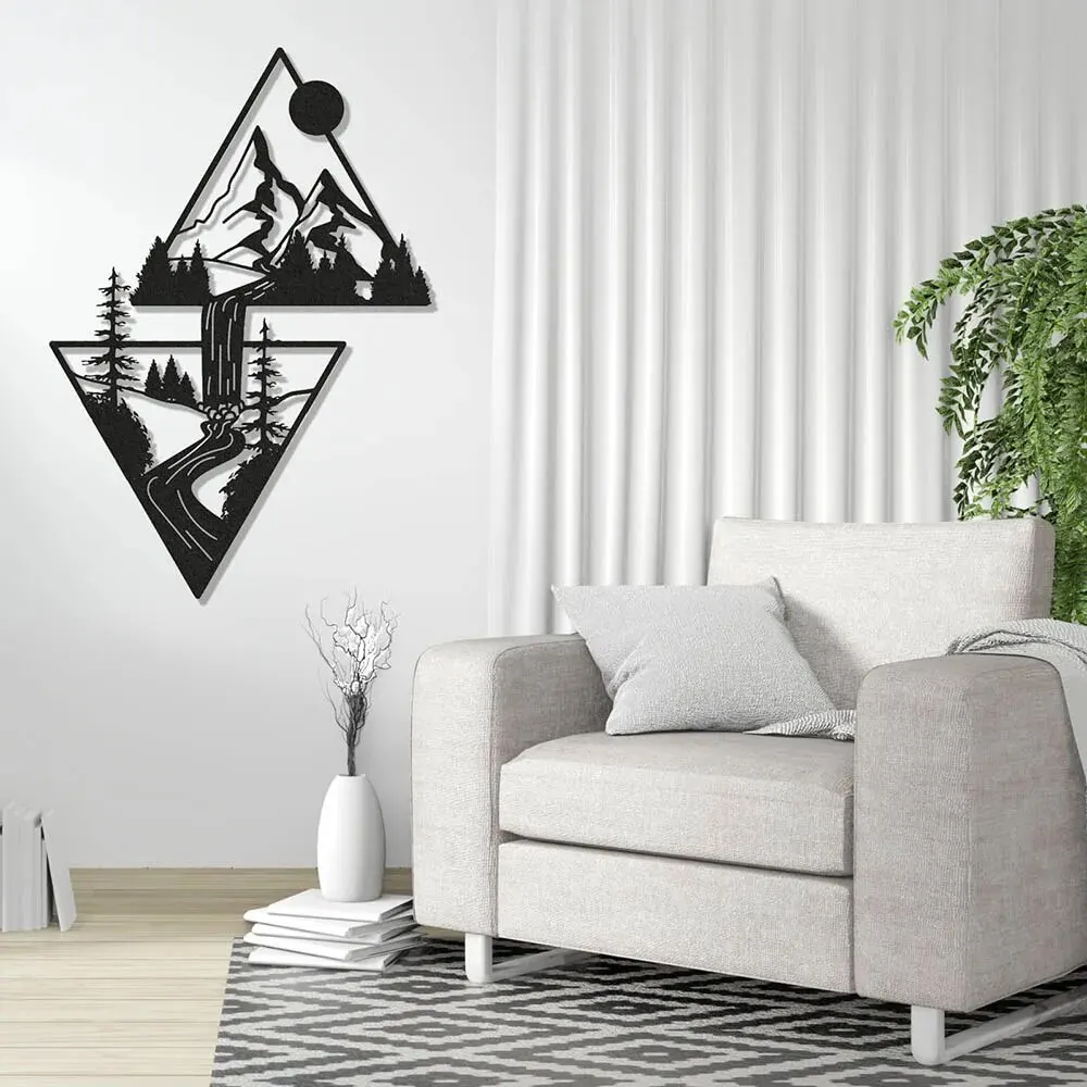 Scenery Theme Decor Wall Art Decorations Mountain Metal Wall Decor Sign Metal Gift Triangle Art For Living Room metal wall decor