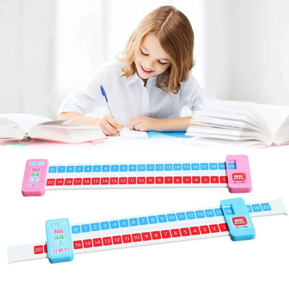 

Plastic Math Decomposition Ruler Within 20 Pink/Blue Addition Ruler Portable Teaching Demonstration Subtraction Ruler